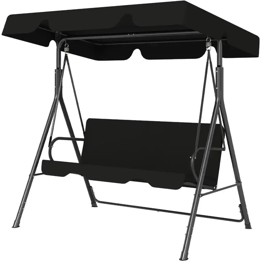 Adjustable Outdoor Patio Swing Chair for 3 Adults, Ideal for Deck, Lawn, Backyard, or Porch, Black