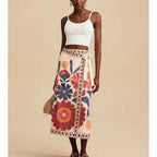 Womens Floral Wrap Midi Skirt Summer Adjustable Tie Side Casual High Waist A Line Beach Boho Long Fla Skirts