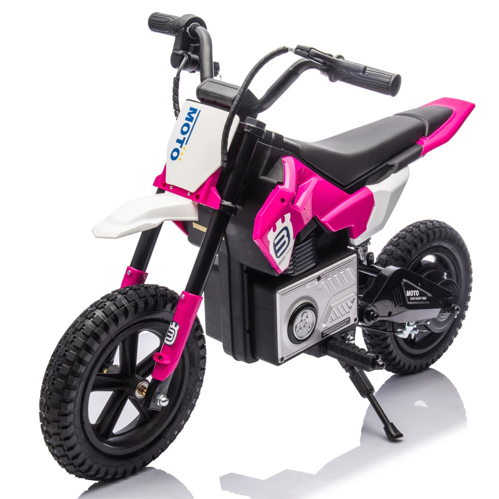 24V Kids Ride On Electric Toy Motocross Motorcycle,200W High Speed Hub Motor,Rear wheel shock absorber,Adjustable speed,LED breath lamp,Bluetooth,Music,Speeds 3.11-9.32MPH For Kids Aged 5-12