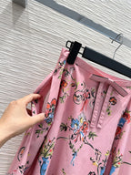 Women Pure Cotton Poplin Printed Big Swing Skirt Elegant Versatile Casual Midi Skirt