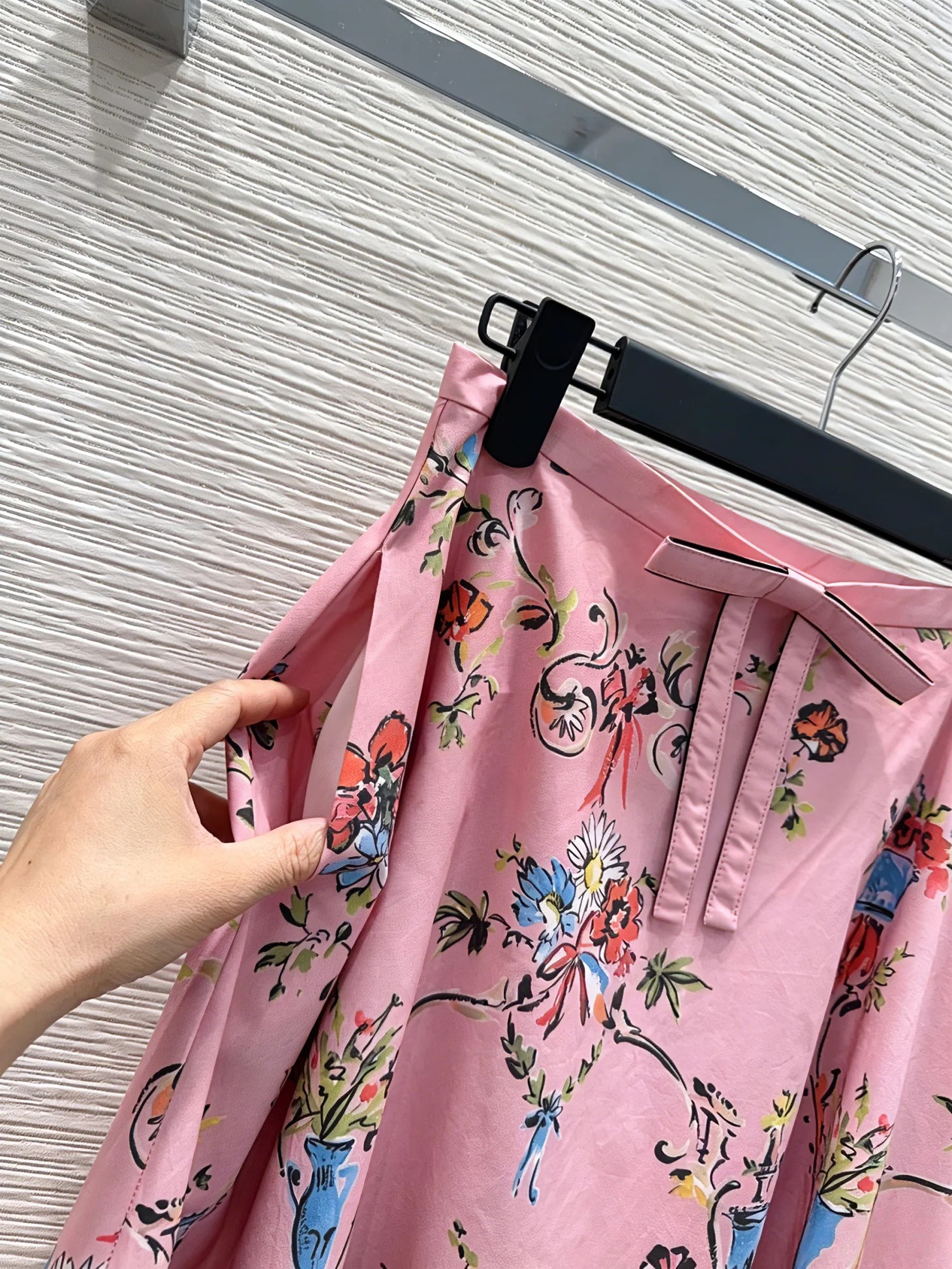 Women Pure Cotton Poplin Printed Big Swing Skirt Elegant Versatile Casual Midi Skirt