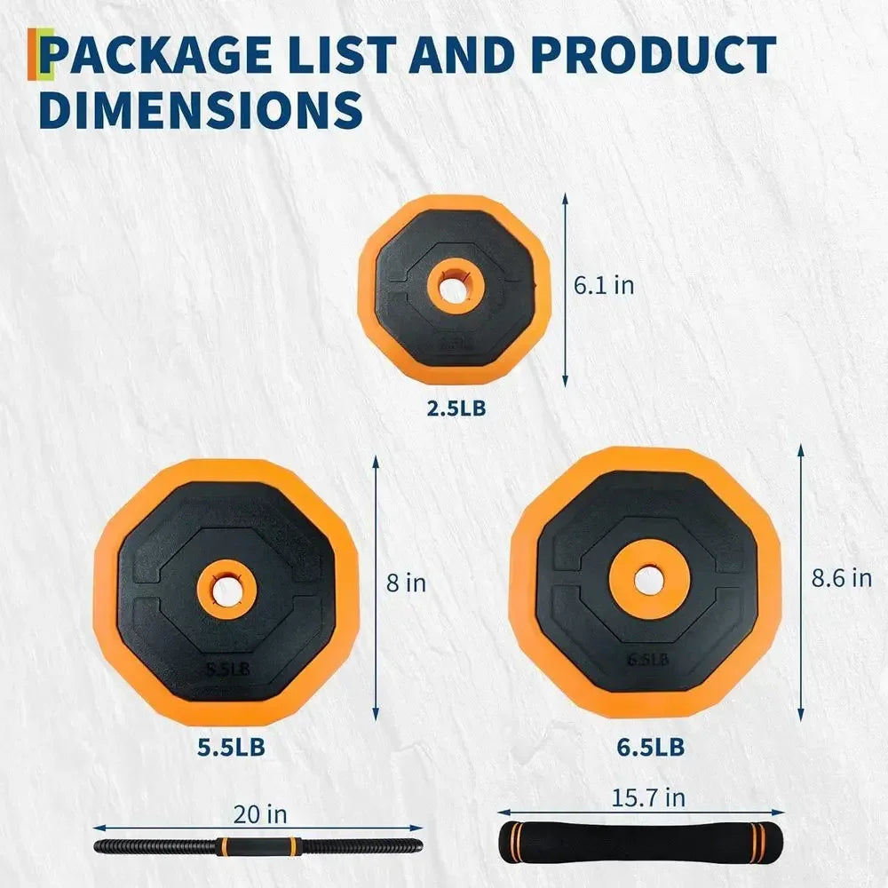 44/66/88 LBS 4-In-1 Adjustable Home Gym Set - Dumbbell, Kettlebell, Barbell, Strength Training for Full Body Workout