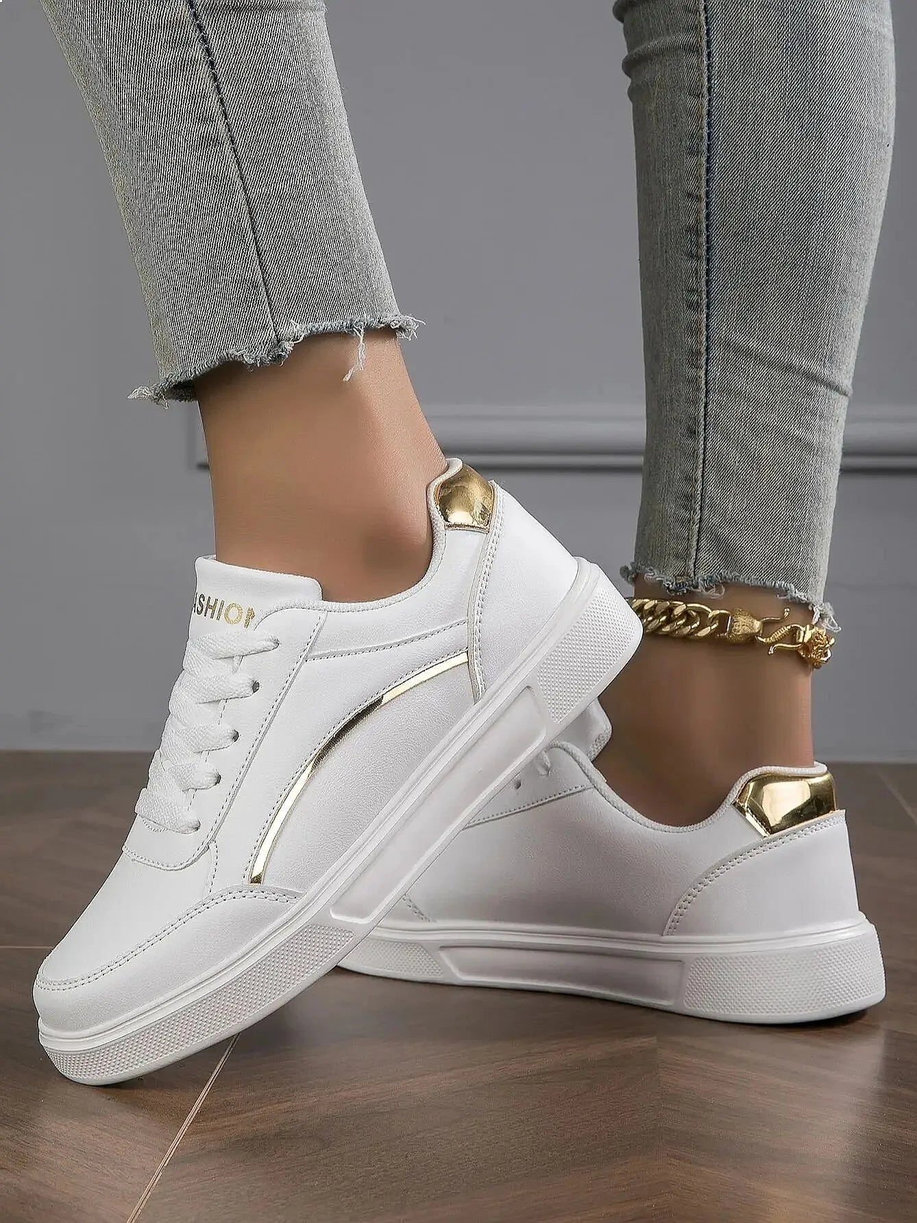 Baasploa Women Casual Sneakers Leather Platform Sneakers Classics Comfort Non-Slip Skateboarding Shoes