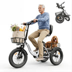 Spacewalk Electric Tricycle for Adults, Folding Trike Bike for Adults | 748.8Wh Removable Battery, Peak 1200W Motor, 18*3.0 Fat Tire, Step-Thru Electric Tricycle, Up to 60 Miles, 18MPH
