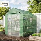 6' x 8' Walk-In Greenhouse with PE Cover, 4-Tier Shelves, Steel Construction, Roll-Up Door for Growing Vegetables, Saplings, and