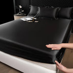 Solid Color Fashion Satin Fitted Sheet Rayon Mattress Cover with Elastic Band Bed Sheet for Bedding 140x200 160x200