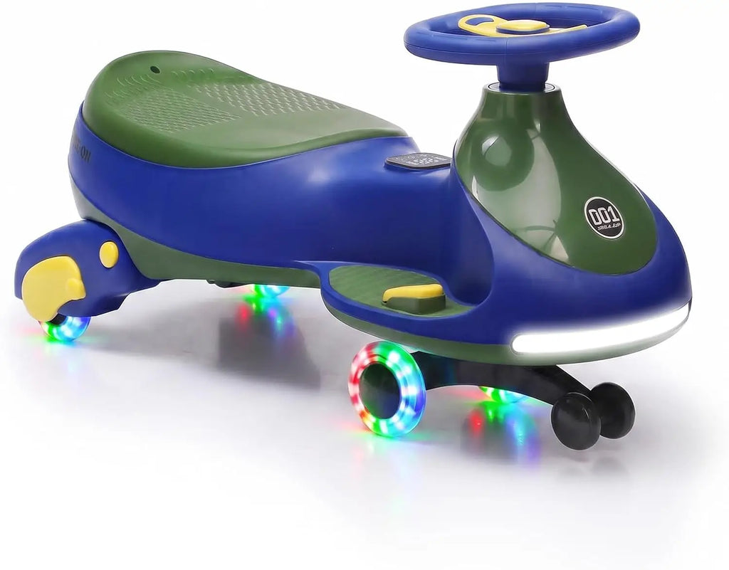 12V 2-in-1 Kids Electric Wiggle Car Ride On – Pedal & Swing, 360° Steering, Flashing Wheels, Music, Anti-Rollover, Rechargeable Battery, High Weight Capacity – Indoor Outdoor