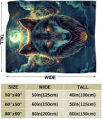 Wolf Fantasy Wolf Throw Blanket, 60"x50", Flannel, Animal Print, Unisex Adults & Kids, Warm, Water Repellent, Anti-Allergy