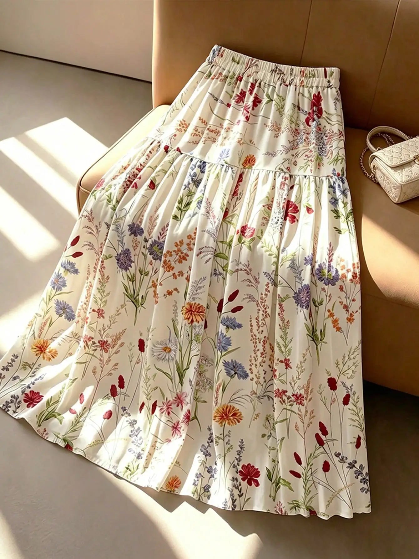 GlowEve Women's Summer Multi-Color Print Elastic Waist Patchwork Flared Long Skirt, EleBack To School, Teacher, Formal Occasions, Gifts, Dates, Street Photography, Summer Clothing, Summer Skirt, Summer Fashion Item, Niche Des