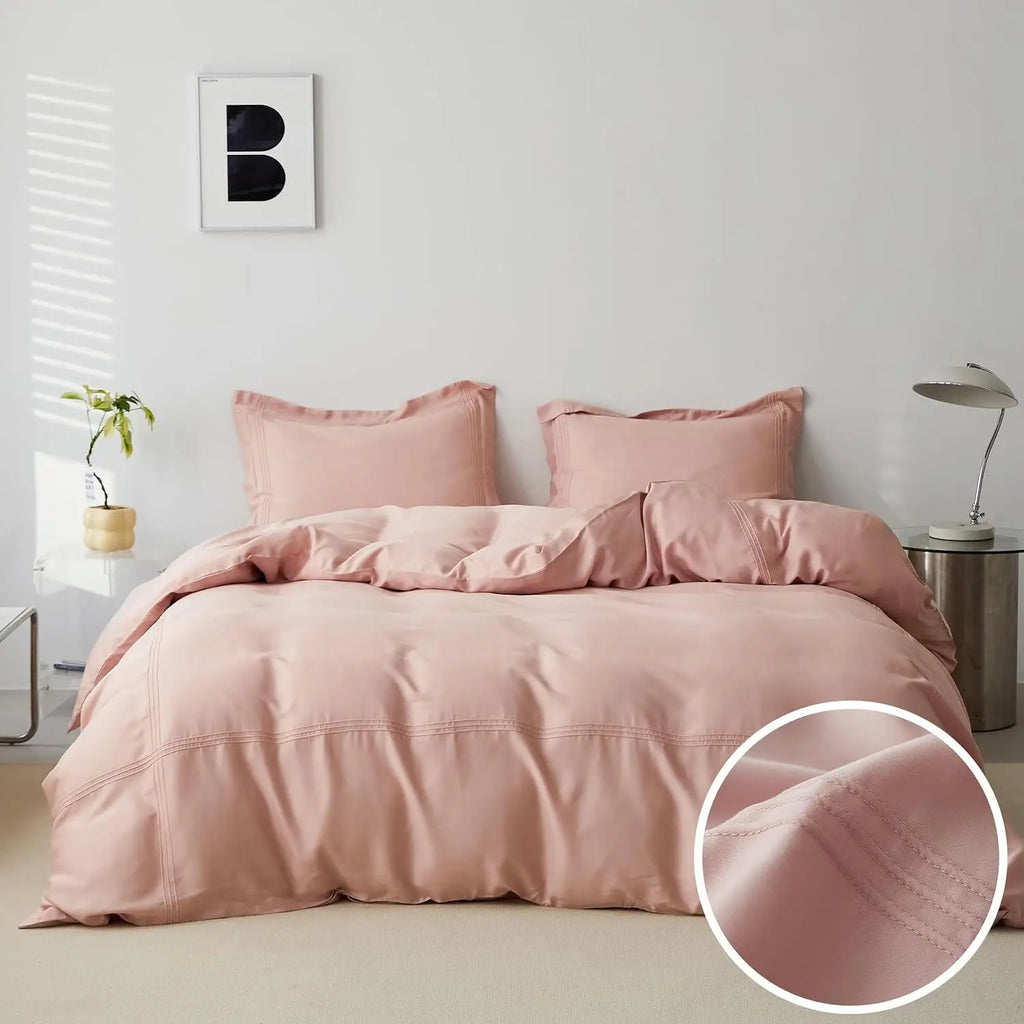 Simple&Opulence 100% Eucalyptus Lyocell Tencel Duvet Cover Set Cooling Breathable Soft Silky
