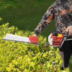 Petrol Hedge Trimmer Machine, 22.5CC 2-Stroke Engine with 27.6 Inch Double-Sided Blade, for Garden Shrub Pruning Yard Landscaping, Heavy Duty Cordless Hedge Cutter with Gloves & Goggles Kit