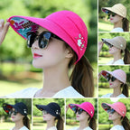 Sun hat, summer sun protection, fashionable, women, summer vacation, wide-brimmed foldable UV protection beach sun hat, open-top top hat, Korean style