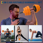 44/66/88 LBS 4-In-1 Adjustable Home Gym Set - Dumbbell, Kettlebell, Barbell, Strength Training for Full Body Workout