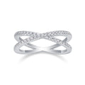 Moissanite Ring, 925 Sterling Silver, D Color VVS1, X-Shape Crossover Design, Unisex Stackable, Couple Ring, With Certificate