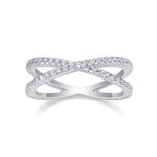 Moissanite Ring, 925 Sterling Silver, D Color VVS1, X-Shape Crossover Design, Unisex Stackable, Couple Ring, With Certificate