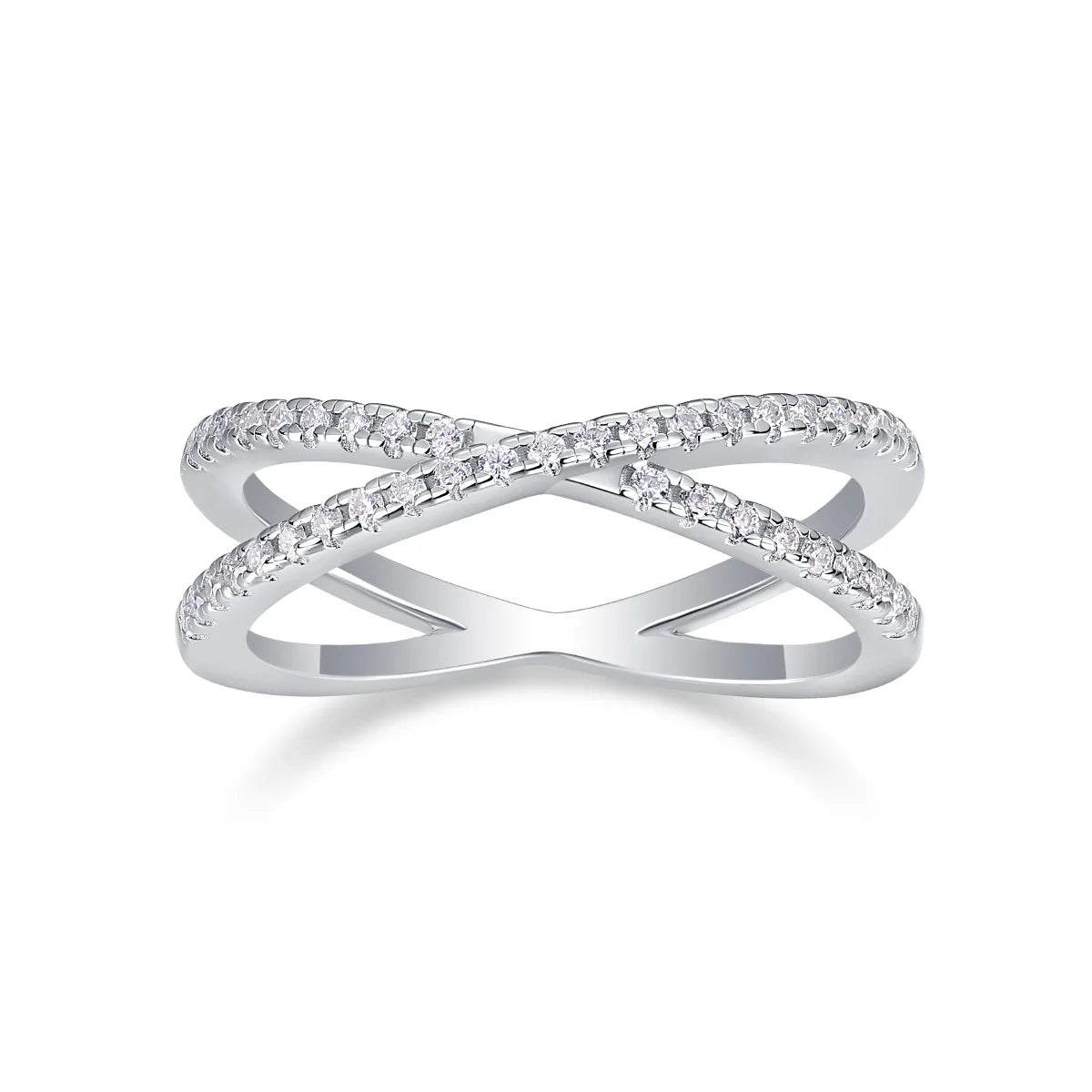 Moissanite Ring, 925 Sterling Silver, D Color VVS1, X-Shape Crossover Design, Unisex Stackable, Couple Ring, With Certificate