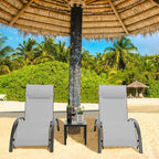 Garden Sun Loungers, Set of 2 with Side Table and Cushions, Aluminum,Weather Resistant,5-Way Adjustable Backrest,for Garden,Pool