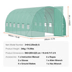 SucceBuy Walk-in Tunnel Greenhouse Hoop House Greenhouse Tunnel Plant House with Galvanized Steel Frame Swing Door for Outdoor