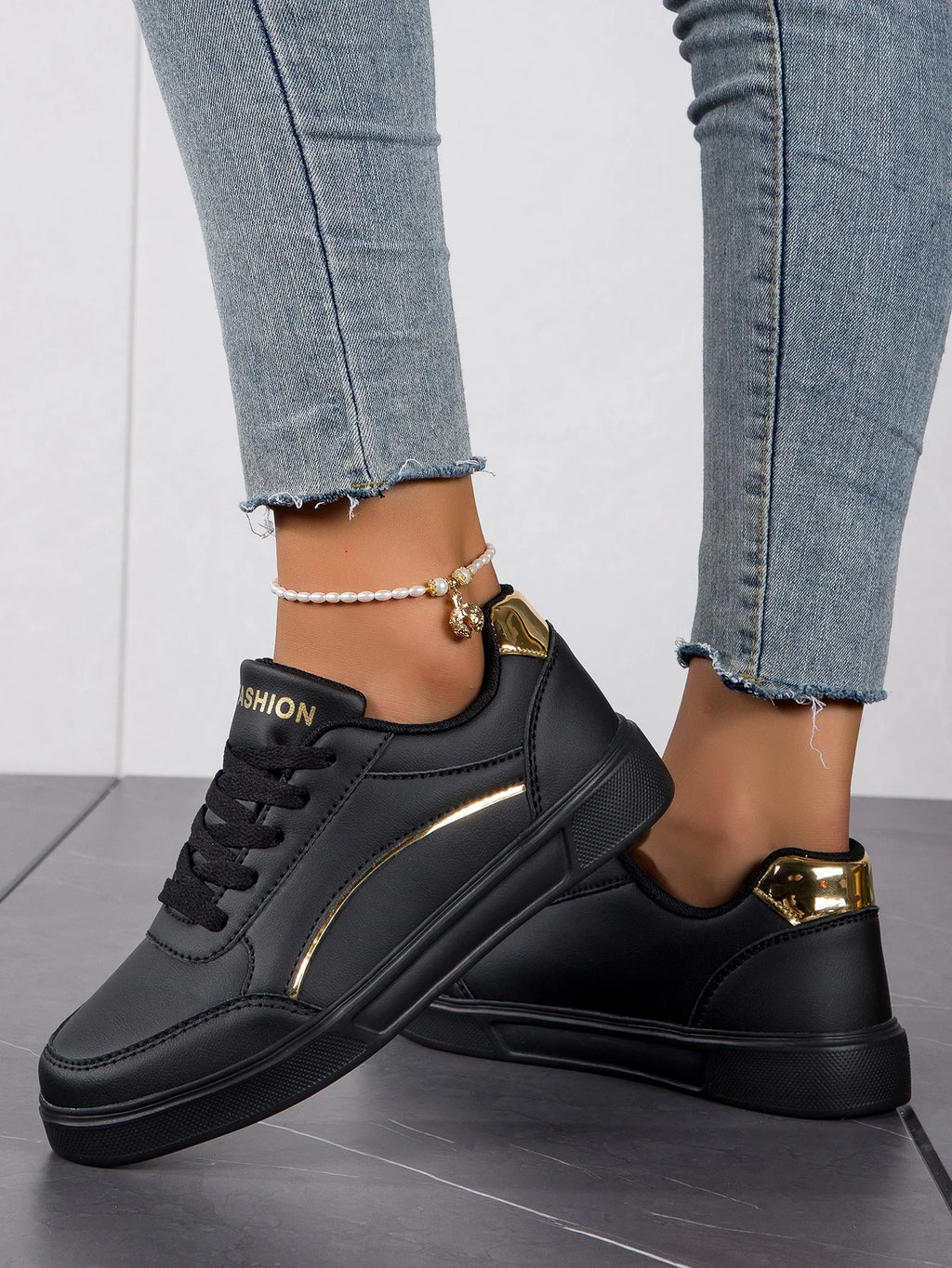 Baasploa Women Casual Sneakers Leather Platform Sneakers Classics Comfort Non-Slip Skateboarding Shoes