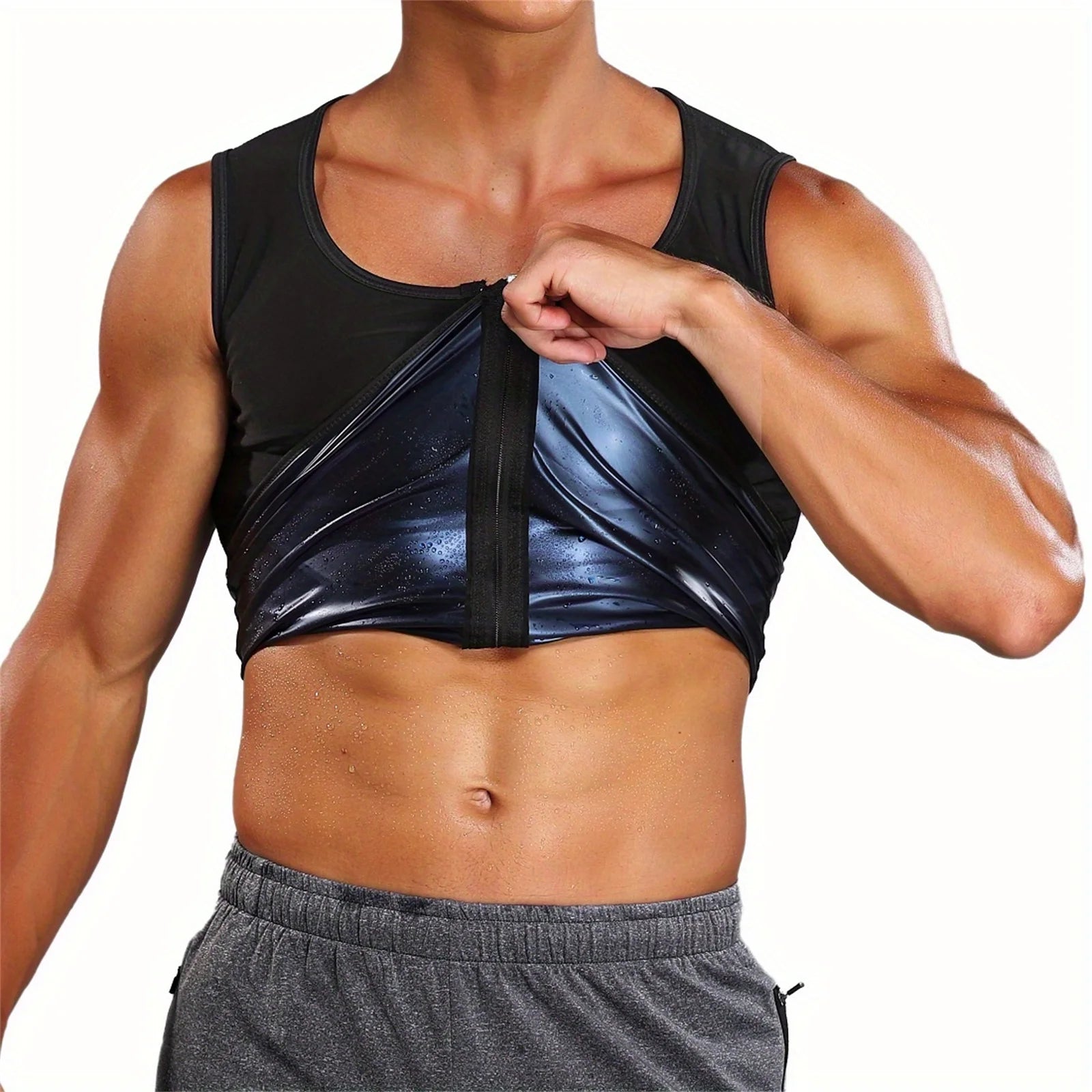 1pcs Sauna Sweat Suits Shirt Vest Waist Trainer for Men Compression Workout Shapewear Excersize Gym Clothes Working Out