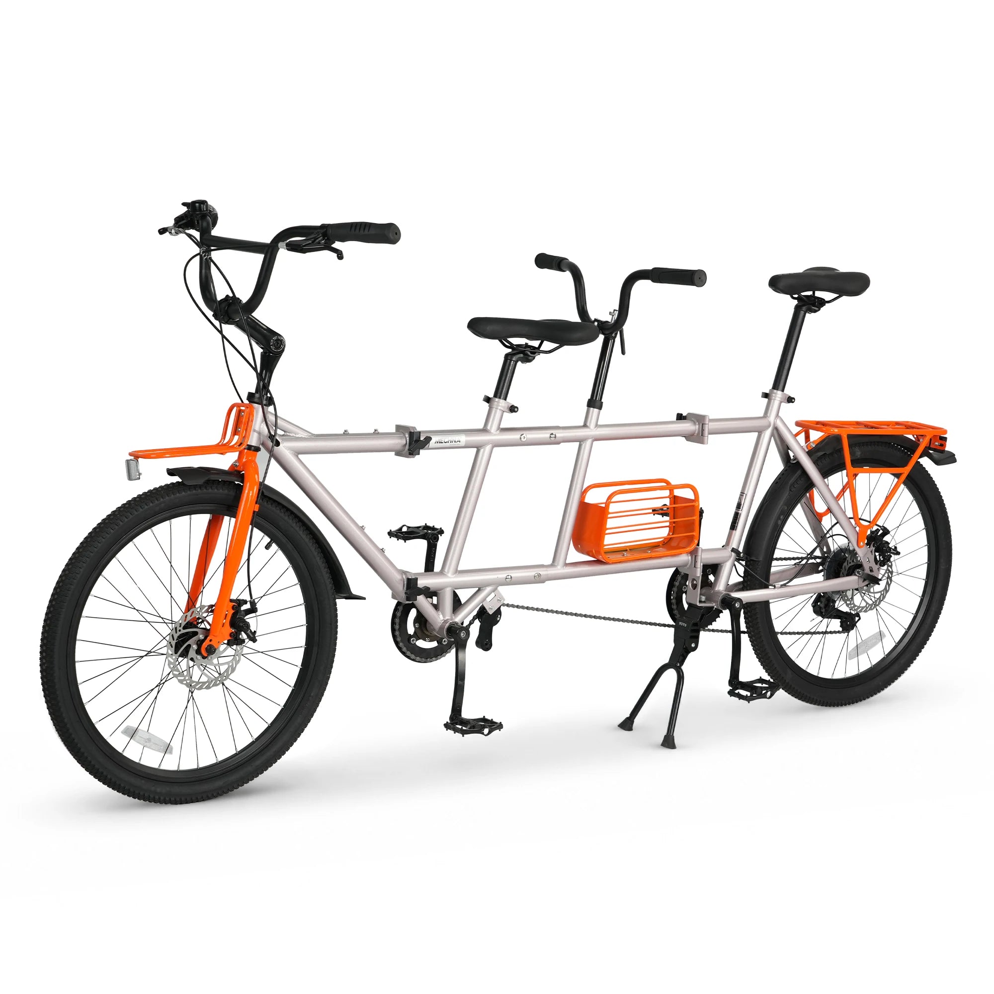 ZUKKA 24" Tandem Bike Double Rider Bicycle All Terrain Tire with Basket Rack for Couple Family Outdoor Cycling