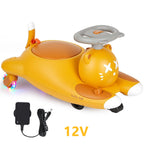 Kids Electric Wiggle Ride On Car With Pedal, 6V/12V Battery Powered Twist Car, Cartoon Cat Toddler Rideable Toy For Boys Girls