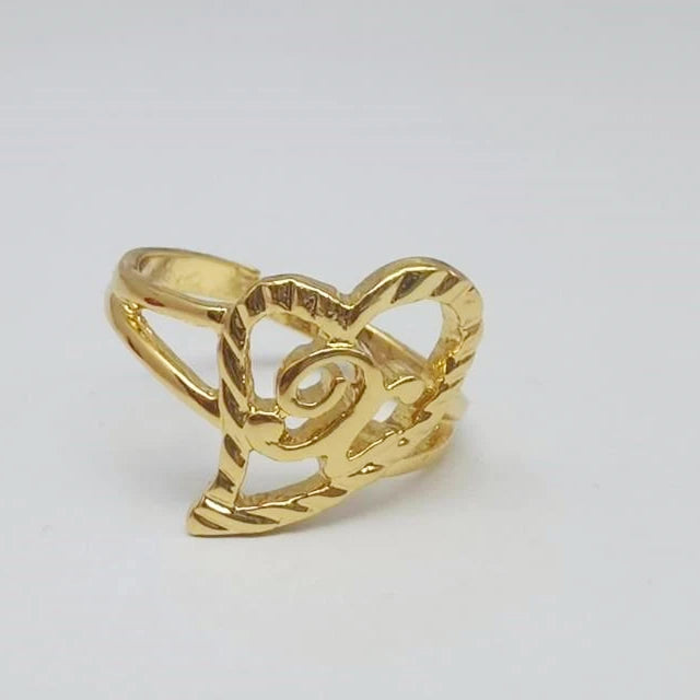 Duoying Custom Initial Rings Personality Hip-Hop Ring Heart Rings Letter Ring Heart Shape Gifts For Mom Gift