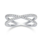 Moissanite Ring, 925 Sterling Silver, D Color VVS1, X-Shape Crossover Design, Unisex Stackable, Couple Ring, With Certificate