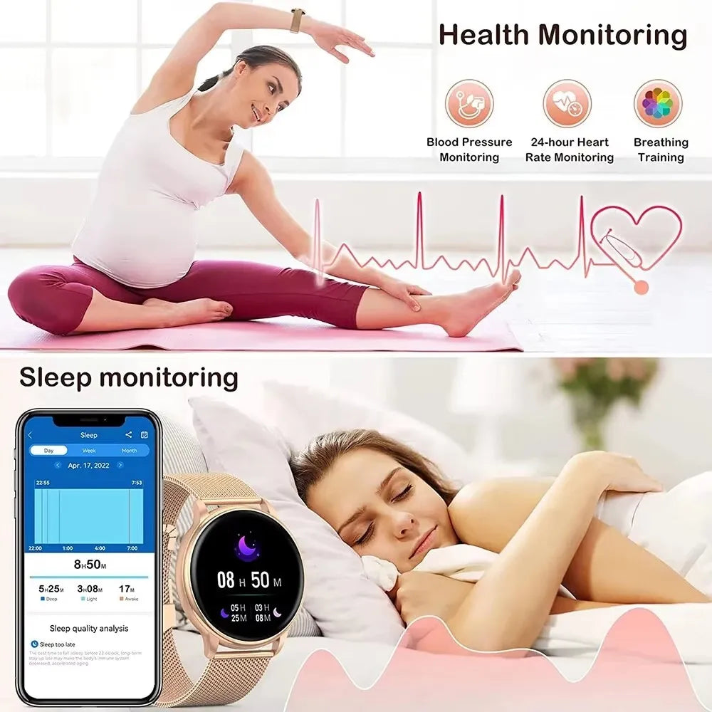 MEVADEN 1.32 inch Luxury Smartwatch Bluetooth Call Women Fashion Sports Fitness Tracker Health Monitor Smart Watch for Ladies
