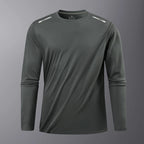 Reflective Sport Gym T Shirt Men Quick Dry Running Bodybuilding Shirts Men Long Sleeve Fitness Pullover Top Spring Autumn