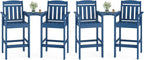 Farini Set of 2 Tall Adirondack Chairs, HDPE Bar Stools with Connecting Tray, All-Weather Patio Chair, Bar Height for Balcony