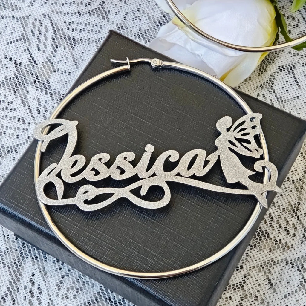 Customized Stainless Steel Earrings Frosted Earrings Personalized Name Jewelry Elf Earrings Sparkling Earrings Christmas Gifts