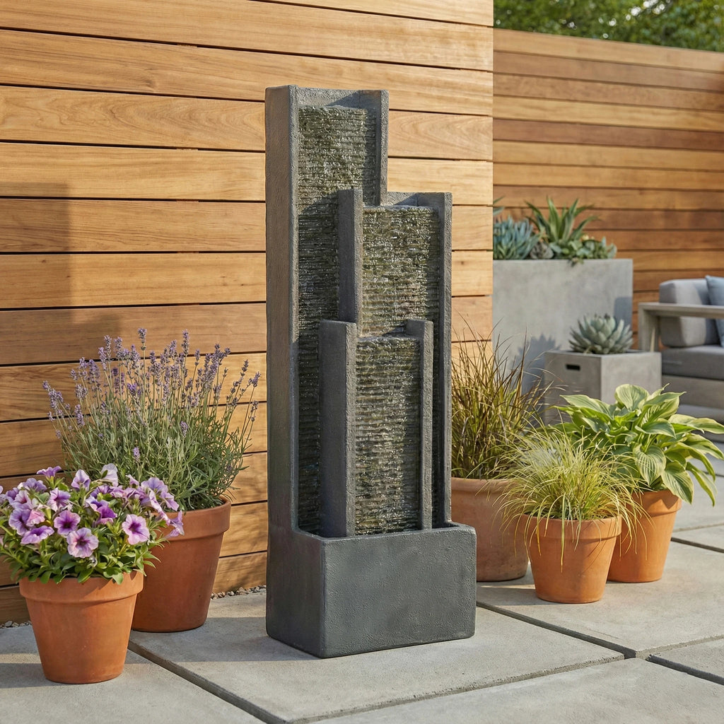 Flowing Water Ornament, 40 Inch Modern Outdoor Circulating Water Fountain, Modern Living Room Office Garden Decor