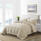 All Season Lightweight Comforter Set 3Pcs Soft Quilted Bedding Sets Box-Stitch Bed in a Bag Include 1 Comforter 2 Pillowcases Breathable Home Bedroom Textile Decor
