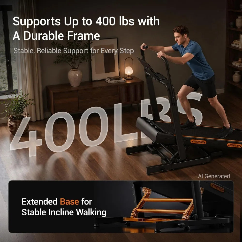 Walking Pad Treadmills: Dual Handle, Stair Mode, LED Display, Quiet 3.0HP, 7-Layer Shock, 400lbs