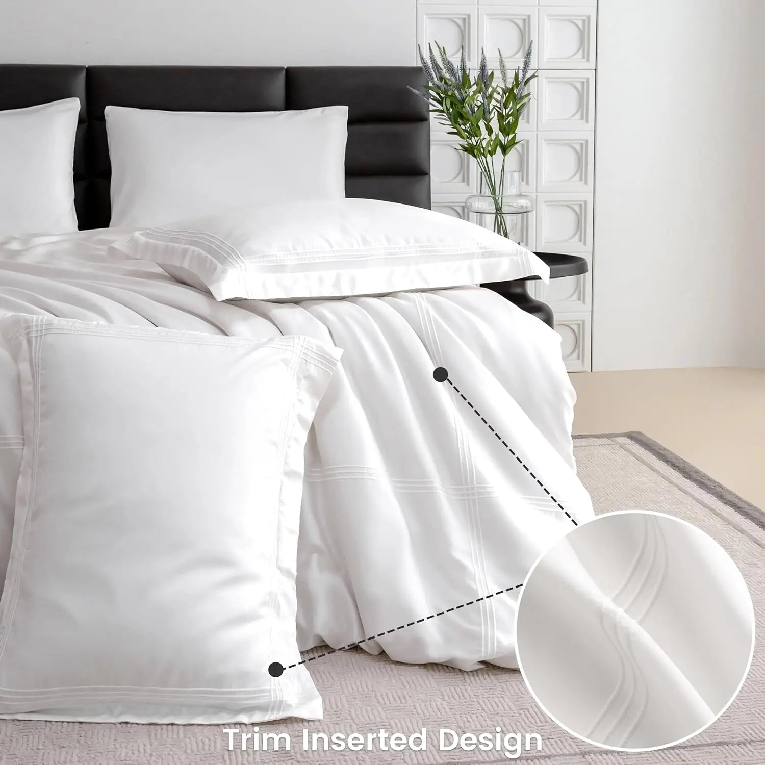 Simple&Opulence 100% Eucalyptus Lyocell Tencel Duvet Cover Set Cooling Breathable Soft Silky