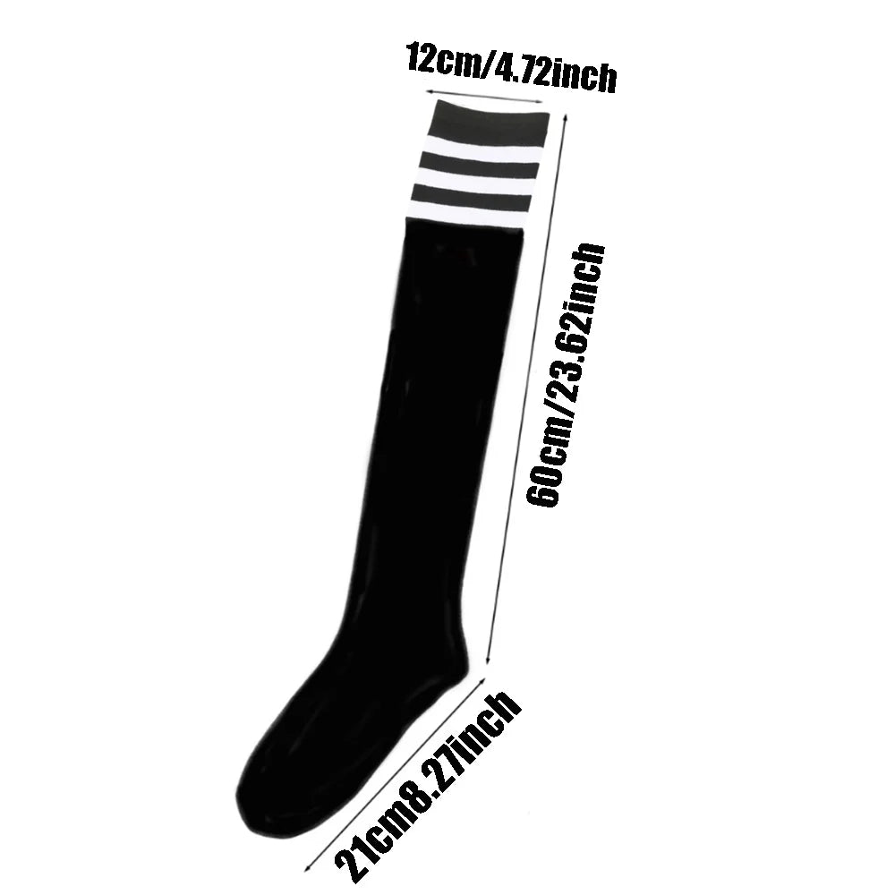 1 Pair Plus Size Women's Thigh High Socks for Thick Thighs Highs Widened Extra Long Thick Striped Knit Socks Stockings