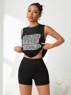 Women's High-Waisted Butt-Lifting Sports Shorts with Diagonal Pockets – Sexy Casual Running Fitness Yoga
