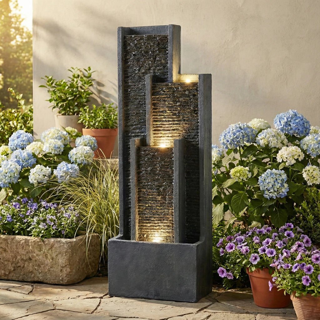 Flowing Water Ornament, 40 Inch Modern Outdoor Circulating Water Fountain, Modern Living Room Office Garden Decor