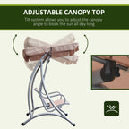 3-Seat Outdoor Porch Swing Chair, Patio Swing Glider with Adjustable Canopy, Breathable Seat, and Steel Frame for Garden, Poolside, Backyard, Beige