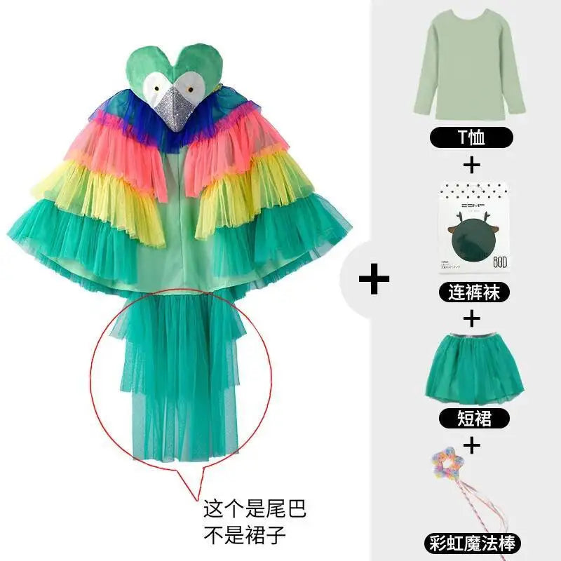 Halloween Children's Costume Cosplay Animal Parrot Performance Costume Kid Cloak Kindergarten Prom Animal Clothing