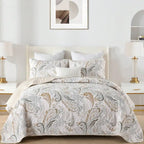 3 Pieces  Yellow Flower Quilt Set Twin Full Queen King Size, Paisley Patchwork Plaid Bedspread Bedding Sets  Coverlet Set.