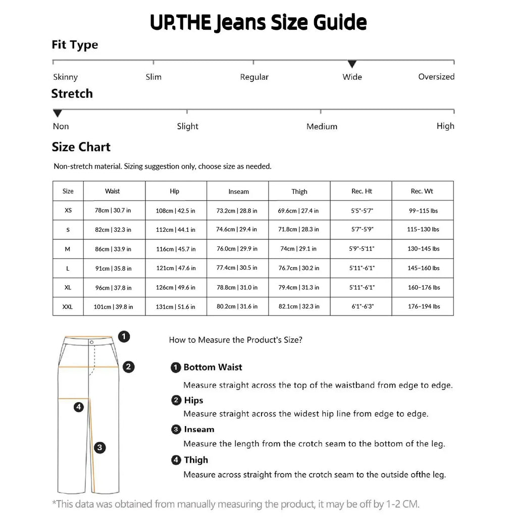 UP.THE Men White Gradient Washed Crinkle Baggy Wide Leg Jeans, Y2K Oversized Loose Distressed Denim Pants, Grunge Streetwear Trousers for Daily Outfits