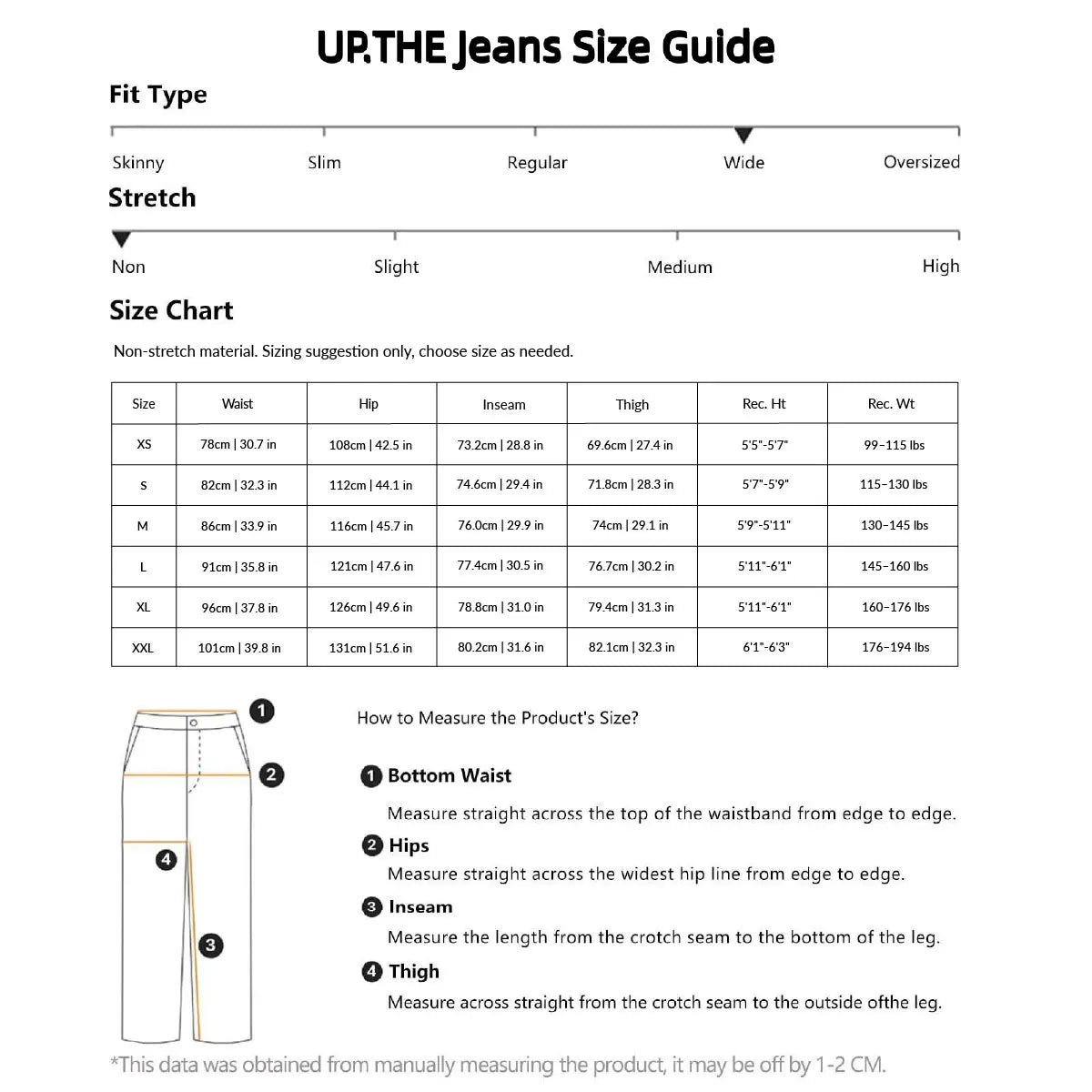 UP.THE Men White Gradient Washed Crinkle Baggy Wide Leg Jeans, Y2K Oversized Loose Distressed Denim Pants, Grunge Streetwear Trousers for Daily Outfits