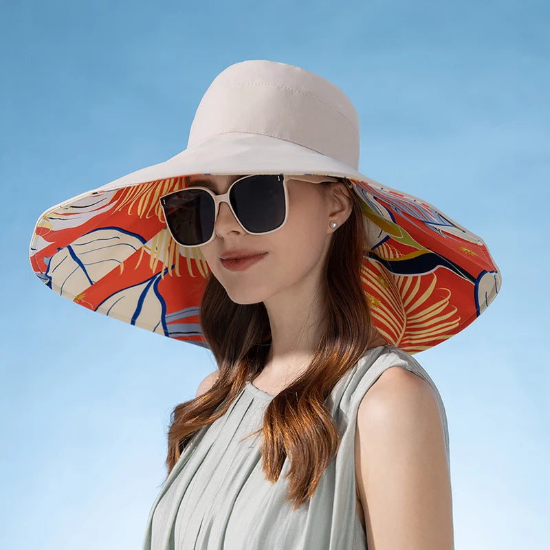 Xinbaoguan 100% Cotton European and American Cross border Women's New Double sided Fisherman Hat Summer Enlarged brim Sun hat