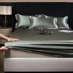 Solid Color Fashion Satin Fitted Sheet Rayon Mattress Cover with Elastic Band Bed Sheet for Bedding 140x200 160x200
