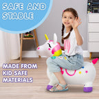 JOYFY Kids Bouncy Unicorn Horse Ride On Toys Bouncer Bouncing Animal Hopper Inflatable Hopping Toy for Birthday Christmas Gifts