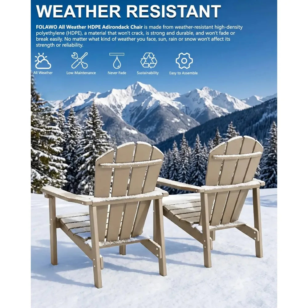 Adirondack Chair Set of 4, All Weather HDPE Fire Pit Chairs, Oversized Plastic Adirondack Chair for Outdoor,, Customized