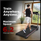 Portable Folding Electric Treadmill - LCD Display, 6.2mph Adjustable Speed
