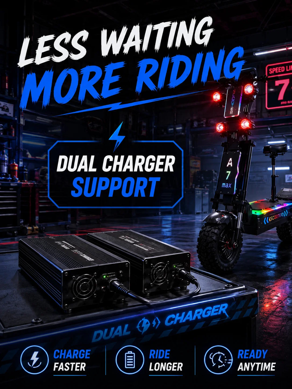 Gleeride A7 MAX 13" Off-road Electric Scooter 2*5000W Motors 72V 50Ah Battery(New Update)